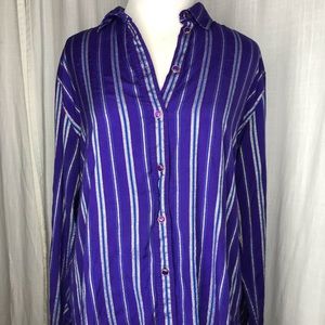 John Henry Womens Dress Shirt Purple silver Stripe